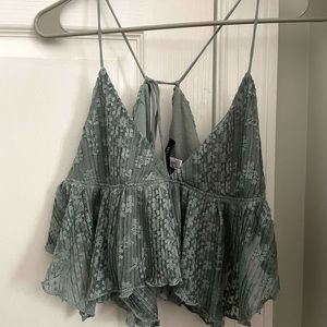 urban outfitters green lace baby doll top